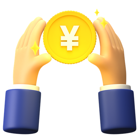 Hold Yuan coin  3D Illustration