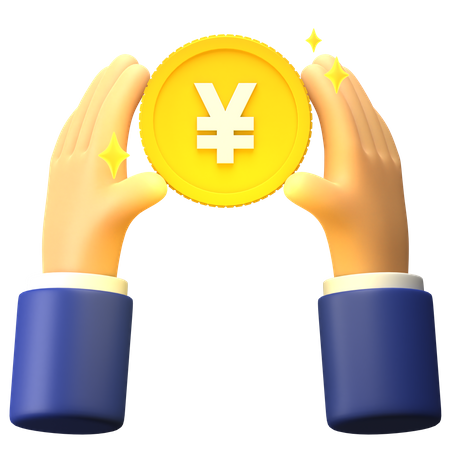 Hold Yuan coin 3D Illustration