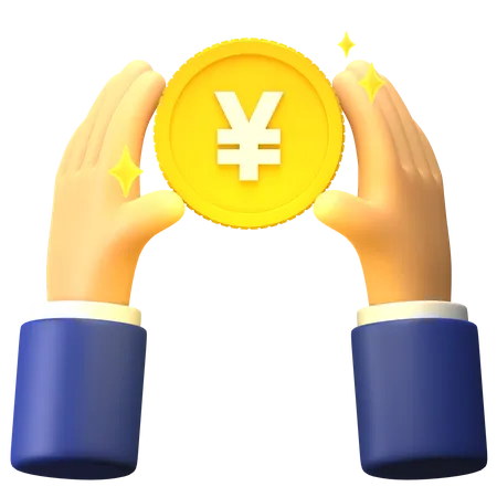 Hold Yuan coin  3D Illustration