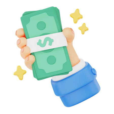 Holding A Bundle Of Money Hand Gesture  3D Icon