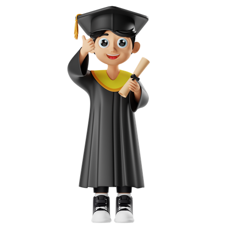 Holding A Diploma While Holding A Thumb Up  3D Illustration