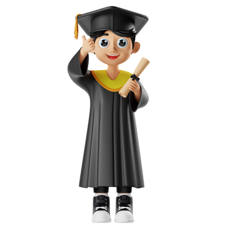 Holding A Diploma While Holding A Thumb Up  3D Illustration