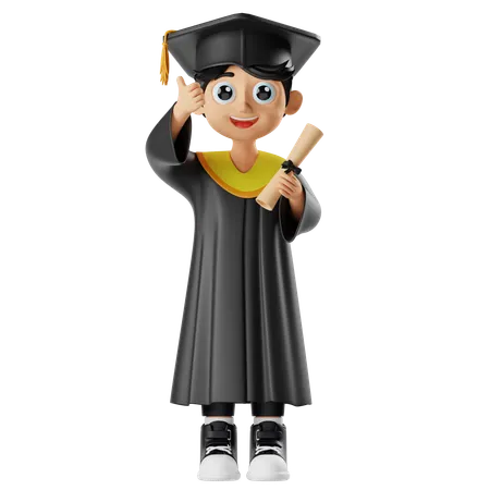 Holding A Diploma While Holding A Thumb Up  3D Illustration