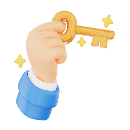 Holding A Key Solution Hand Gesture  3D Icon