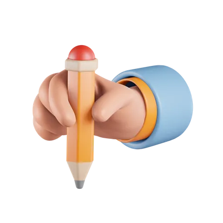Holding A Pencil  3D Icon