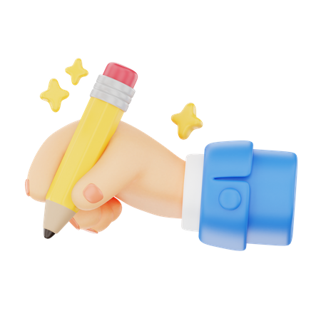 Holding A Pencil Hand Gesture  3D Icon