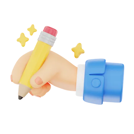 Holding A Pencil Hand Gesture  3D Icon