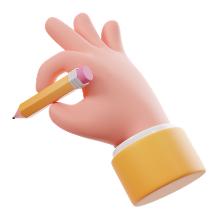 Holding A Pencil Hand Gesture  3D Icon