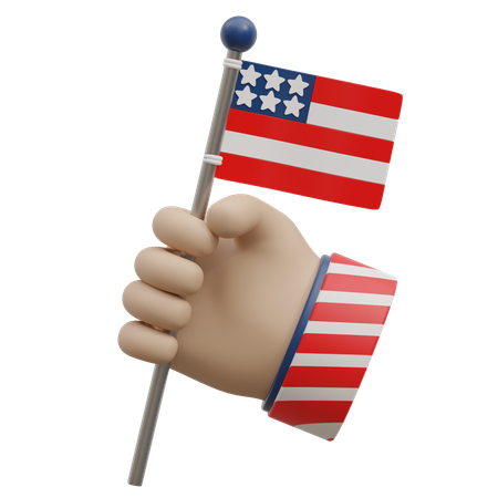 Holding American Flag  3D Icon