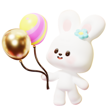 Holding Balloons  3D Icon