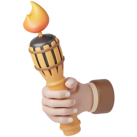 Holding Bamboo Torch  3D Icon