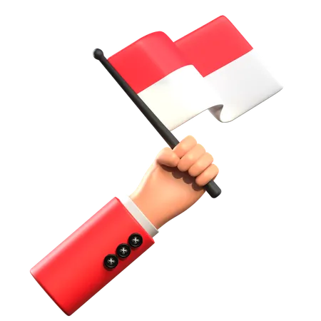 Sosteniendo la bandera de indonesia  3D Icon
