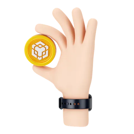 Holding Binance Coin  3D Icon