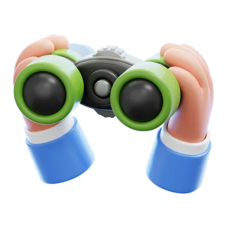 3 D Illustration Of Binoculars Held In A Hand Providing A Tool For Exploring New Horizons With Precision And Clarity 3D Icon