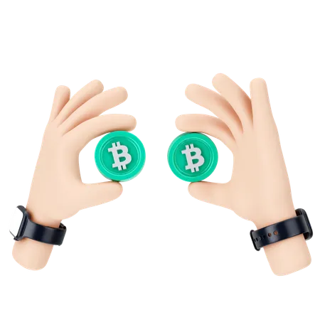 Holding Bitcoins  3D Icon