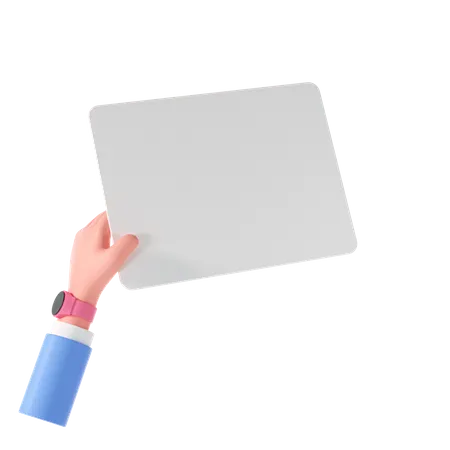 Holding blank tablet screen 3D Illustration