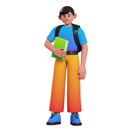 Holding Book Boy  3D Illustration