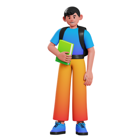 Holding Book Boy 3D Illustration