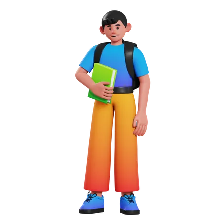 Holding Book Boy  3D Illustration