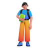 free 3d student with book 