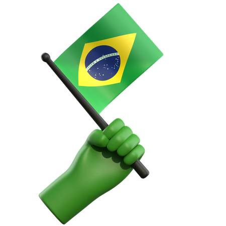 Holding Brazil Flag  3D Icon