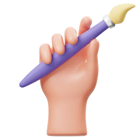 Holding Brush Hand Gesture  3D Icon