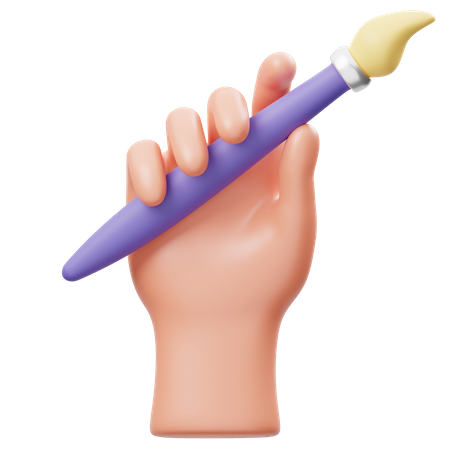 Holding Brush Hand Gesture 3D Icon