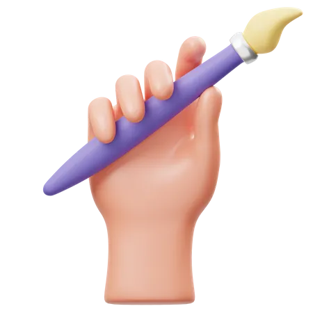 Holding Brush Hand Gesture 3D Icon