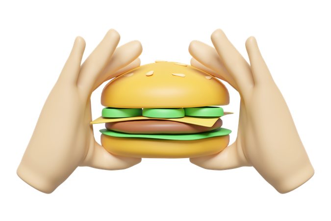 Holding Burger  3D Icon