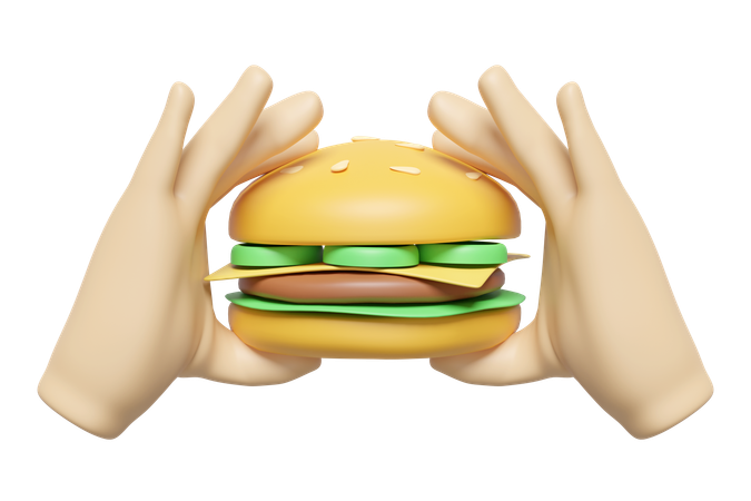 Holding Burger  3D Icon