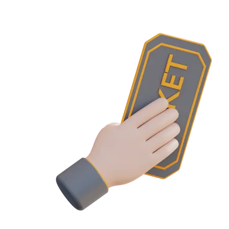 3 D Illustration Hand And Cinema Ticket 3D Icon