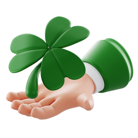Holding Clover Leaf  3D Icon