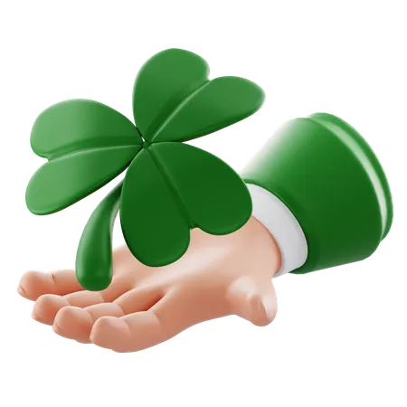 Holding Clover Leaf  3D Icon