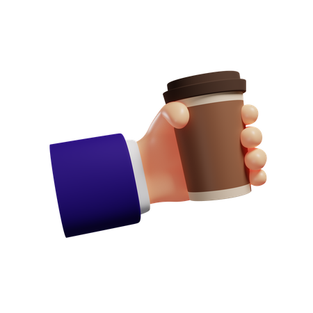 Holding coffee glass  3D Illustration