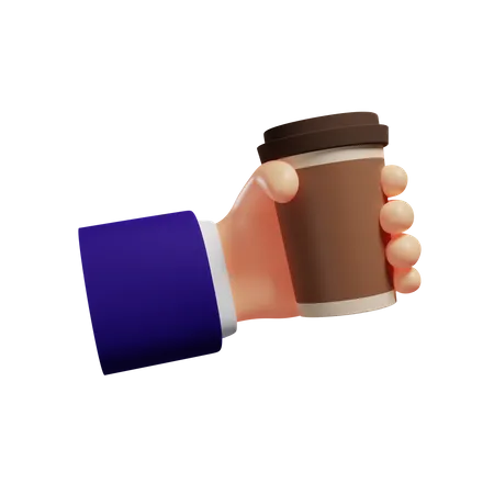 Holding coffee glass  3D Illustration