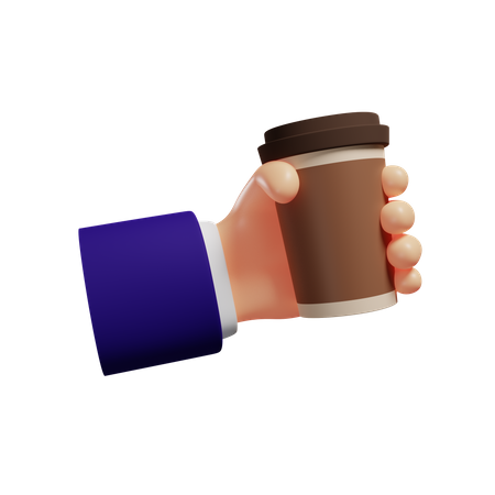 Holding coffee glass 3D Illustration