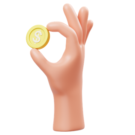 Holding Coin Hand Gesture  3D Icon