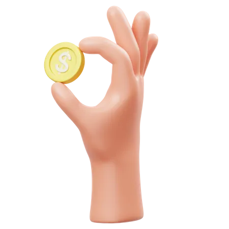 Holding Coin Hand Gesture  3D Icon