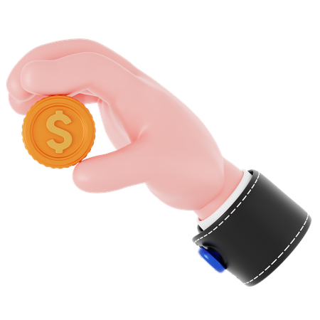 Holding Coin Hand Gesture  3D Icon