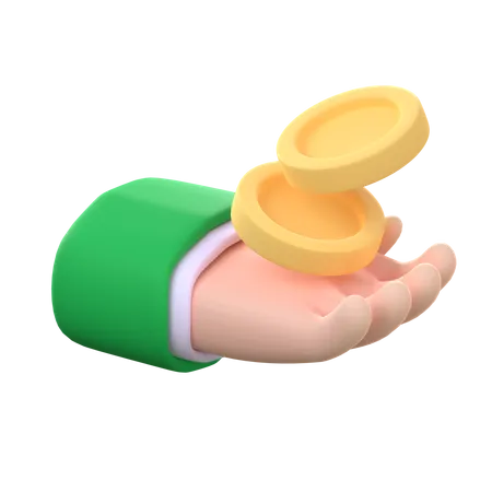 Hand Holding Gold Coins Investment Ideas 3D Icon