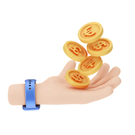 Holding Coins  3D Illustration