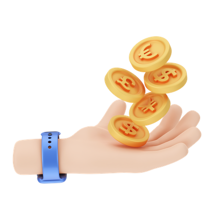 Holding Coins 3D Illustration