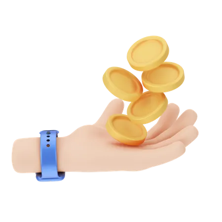 Holding Coins 3D Illustration