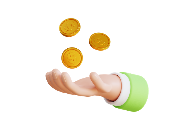 Holding Coins  3D Illustration