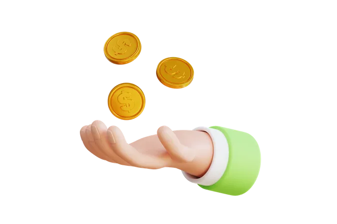 Holding Coins  3D Illustration