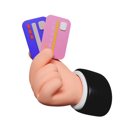 Cartoon Businessman Character Hand Holding A Credit Card Icon Isolated On White Background 3 D Rendering Illustration Clipping Path Of Each Element Included 3D Icon
