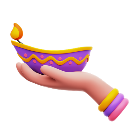 Holding Diwali Candle  3D Icon