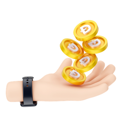 Holding Dogecoins  3D Icon
