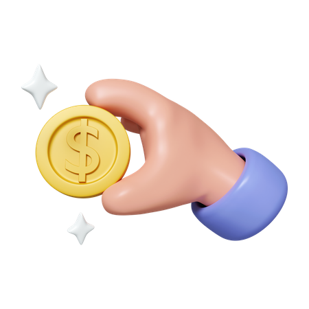 Segurando a moeda do dólar  3D Icon