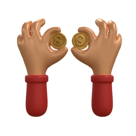 Holding Dollar Coin  3D Icon